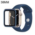 Silicone Watch Band + Watch Protective Case with Screen Protector Set For Apple Watch Series 3 & 2 & 1 38mm(Dark Blue)
