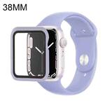 Silicone Watch Band + Watch Protective Case with Screen Protector Set For Apple Watch Series 3 & 2 & 1 38mm(Purple)