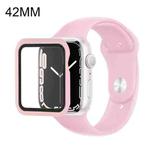 Silicone Watch Band + Watch Protective Case with Screen Protector Set For Apple Watch Series 3 & 2 & 1 42mm(Pink)