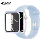 Silicone Watch Band + Watch Protective Case with Screen Protector Set For Apple Watch Series 3 & 2 & 1 42mm(Sky Blue)