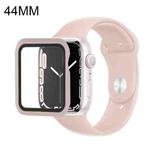 Silicone Watch Band + Watch Protective Case with Screen Protector Set For Apple Watch Series 6 & SE & 5 & 4 44mm(Sand Pink)