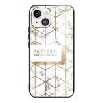 Marble Tempered Glass Back Cover TPU Border Case For iPhone 13(HCBL-20)
