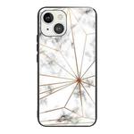 Marble Tempered Glass Back Cover TPU Border Case For iPhone 13(HCBL-14)