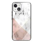 Marble Tempered Glass Back Cover TPU Border Case For iPhone 13(HCBL-7)