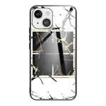 For iPhone 13 mini Marble Tempered Glass Back Cover TPU Border Case (HCBL-23)