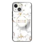 For iPhone 13 mini Marble Tempered Glass Back Cover TPU Border Case (HCBL-17)