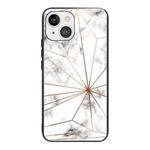 For iPhone 13 mini Marble Tempered Glass Back Cover TPU Border Case (HCBL-14)