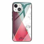 For iPhone 13 mini Marble Tempered Glass Back Cover TPU Border Case (HCBL-13)
