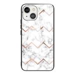 For iPhone 13 mini Marble Tempered Glass Back Cover TPU Border Case (HCBL-10)