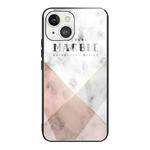 For iPhone 13 mini Marble Tempered Glass Back Cover TPU Border Case (HCBL-7)