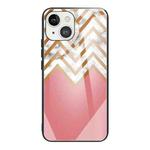 For iPhone 13 mini Marble Tempered Glass Back Cover TPU Border Case (HCBL-4)