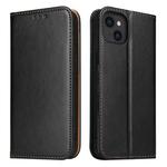 For iPhone 13 Fierre Shann PU Leather Texture Horizontal Flip Leather Case with Holder & Card Slots & Wallet(Black)
