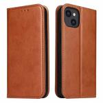 For iPhone 13 Fierre Shann PU Leather Texture Horizontal Flip Leather Case with Holder & Card Slots & Wallet(Brown)
