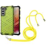 For Samsung Galaxy S21 5G Shockproof Honeycomb PC + TPU Case with Neck Lanyard(Green)