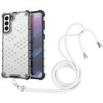 For Samsung Galaxy S21+ 5G Shockproof Honeycomb PC + TPU Case with Neck Lanyard(White)