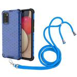 For Samsung Galaxy A02s EU Version Shockproof Honeycomb PC + TPU Case with Neck Lanyard(Blue)