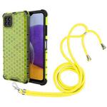 For Samsung Galaxy A22 5G Shockproof Honeycomb PC + TPU Case with Neck Lanyard(Green)