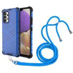 For Samsung Galaxy A32 4G Shockproof Honeycomb PC + TPU Case with Neck Lanyard(Blue)