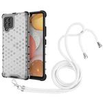 For Samsung Galaxy A42 5G Shockproof Honeycomb PC + TPU Case with Neck Lanyard(White)