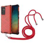 For Samsung Galaxy A82 5G Shockproof Honeycomb PC + TPU Case with Neck Lanyard(Red)