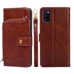 For Samsung Galaxy A41 EU Version Zipper Bag PU + TPU Horizontal Flip Leather Case with Holder & Card Slot & Wallet & Lanyard(Brown)