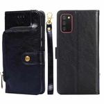 For Samsung Galaxy A02s Zipper Bag PU + TPU Horizontal Flip Leather Case with Holder & Card Slot & Wallet & Lanyard(Black)