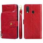 For Samsung Galaxy A20e Zipper Bag PU + TPU Horizontal Flip Leather Case with Holder & Card Slot & Wallet & Lanyard(Red)