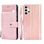 For Samsung Galaxy A32 5G Zipper Bag PU + TPU Horizontal Flip Leather Case with Holder & Card Slot & Wallet & Lanyard(Rose Gold)