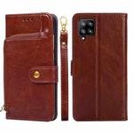 For Samsung Galaxy A42 5G Zipper Bag PU + TPU Horizontal Flip Leather Case with Holder & Card Slot & Wallet & Lanyard(Brown)