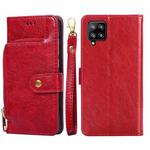 For Samsung Galaxy A42 5G Zipper Bag PU + TPU Horizontal Flip Leather Case with Holder & Card Slot & Wallet & Lanyard(Red)