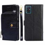 For Samsung Galaxy A51 4G Zipper Bag PU + TPU Horizontal Flip Leather Case with Holder & Card Slot & Wallet & Lanyard(Black)