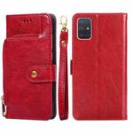 For Samsung Galaxy A71 5G Zipper Bag PU + TPU Horizontal Flip Leather Case with Holder & Card Slot & Wallet & Lanyard(Red)