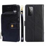 For Samsung Galaxy A72 5G / 4G Zipper Bag PU + TPU Horizontal Flip Leather Case with Holder & Card Slot & Wallet & Lanyard(Black)