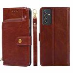 For Samsung Galaxy Quantum 2 Zipper Bag PU + TPU Horizontal Flip Leather Case with Holder & Card Slot & Wallet & Lanyard(Brown)