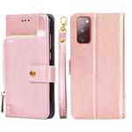 For Samsung Galaxy A91 Zipper Bag PU + TPU Horizontal Flip Leather Case with Holder & Card Slot & Wallet & Lanyard(Rose Gold)