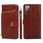 For Samsung Galaxy Note10 Lite / A81 Zipper Bag PU + TPU Horizontal Flip Leather Case with Holder & Card Slot & Wallet & Lanyard(Brown)