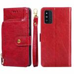 For Samsung Galaxy F52 5G Zipper Bag PU + TPU Horizontal Flip Leather Case with Holder & Card Slot & Wallet & Lanyard(Red)