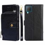 For Samsung Galaxy F12 / M12 Zipper Bag PU + TPU Horizontal Flip Leather Case with Holder & Card Slot & Wallet & Lanyard(Black)