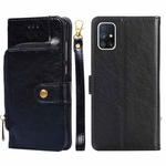 For Samsung Galaxy M51 Zipper Bag PU + TPU Horizontal Flip Leather Case with Holder & Card Slot & Wallet & Lanyard(Black)