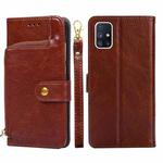 For Samsung Galaxy M51 Zipper Bag PU + TPU Horizontal Flip Leather Case with Holder & Card Slot & Wallet & Lanyard(Brown)