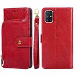 For Samsung Galaxy M51 Zipper Bag PU + TPU Horizontal Flip Leather Case with Holder & Card Slot & Wallet & Lanyard(Red)