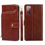 For Samsung Galaxy S20 Zipper Bag PU + TPU Horizontal Flip Leather Case with Holder & Card Slot & Wallet & Lanyard(Brown)