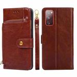 For Samsung Galaxy S20 Ultra Zipper Bag PU + TPU Horizontal Flip Leather Case with Holder & Card Slot & Wallet & Lanyard(Brown)