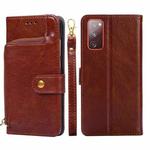 For Samsung Galaxy S20 FE Zipper Bag PU + TPU Horizontal Flip Leather Case with Holder & Card Slot & Wallet & Lanyard(Brown)