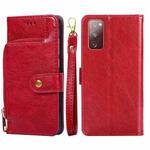 For Samsung Galaxy S20 FE Zipper Bag PU + TPU Horizontal Flip Leather Case with Holder & Card Slot & Wallet & Lanyard(Red)