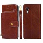 For Samsung Galaxy Xcover 5 Zipper Bag PU + TPU Horizontal Flip Leather Case with Holder & Card Slot & Wallet & Lanyard(Brown)
