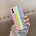 For iPhone 11 Pro Herringbone Texture Silicone Protective Case(Rainbow Pink)