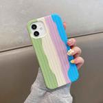 For iPhone 11 Pro Max Herringbone Texture Silicone Protective Case (Rainbow Green)