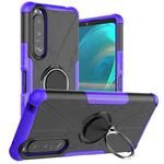 For Sony Xperia 5 III Armor Bear Shockproof PC + TPU Protective Case with Ring Holder(Purple)