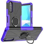 For Sony Xperia 10 III Armor Bear Shockproof PC + TPU Protective Case with Ring Holder(Purple)